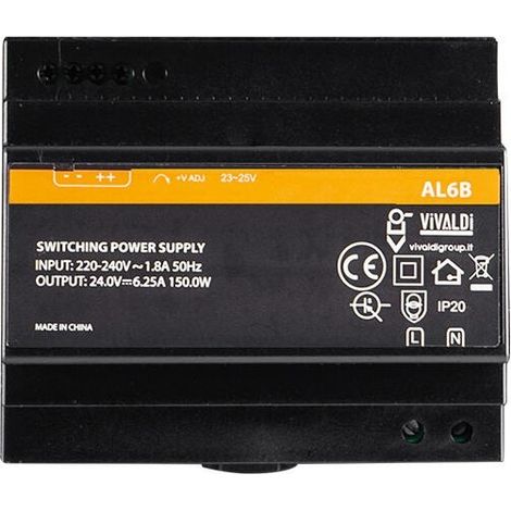 Alimentatore switching guida DIN uscita 24Vdc 6.25A Vivaldi AL6B