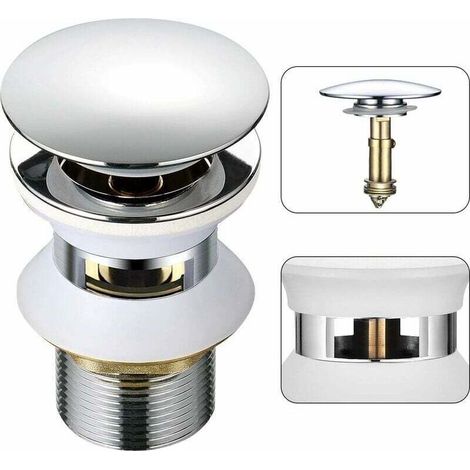 Universel Bonde Lavabo avec Trop-plein Pop-Up Automatique Push Open Click Clack pour Salle de Bain 1-1/4 en Laiton Chromé (1/5)