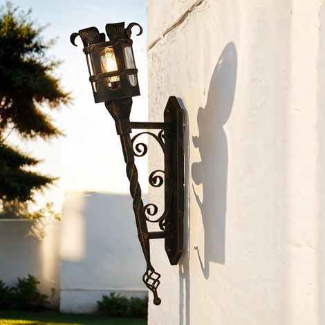 Lampe d'extérieur rustique en noir et cuivre IP44 CASTLE (1/5)