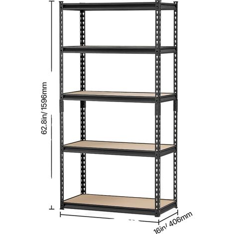 Étagère de garage en métal, capacité de poids total de 2000 lbs, 400 lbs par étagère, design à 5 niveaux (1/2)