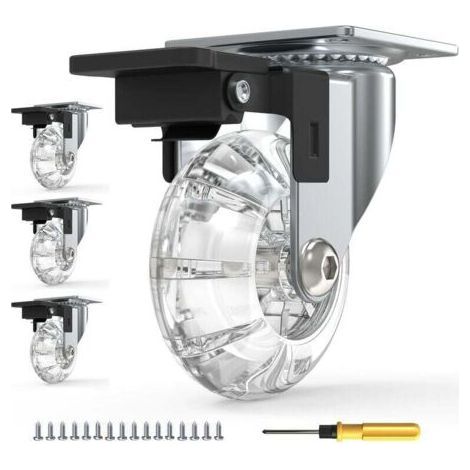 Lot de 4 Roulettes Pour Meubles avec Freins,Roulettes Pivotante Rotation à 360°,Jusqu'à 600KG,sans Traces au Sol,Vis Incluses (1/5)