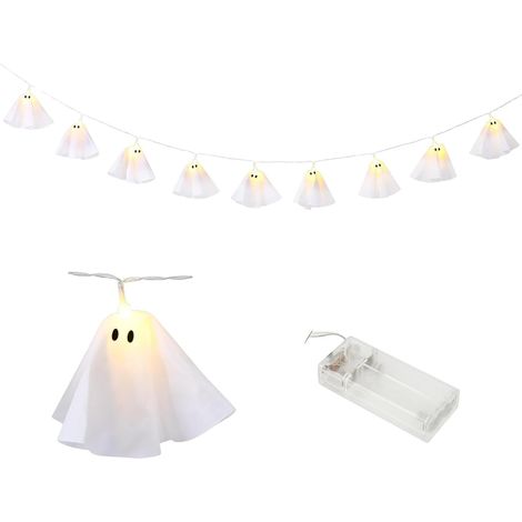 Leuchtendes Geist - LED Lichterkette, Gruselige Halloween Deko für das Haus mit warmweißem Licht, Batteriebetriebene Girlande, Lichterkette, Hängende Deko für Garten, , Haus und Party (1/5)