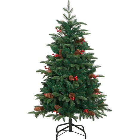 Albero Natale  Albero natalizio  Albero festivo Artificiale Incernierato con Pigne e Bacche 150cm (1/5)