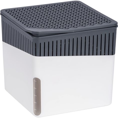 Déshumidificateur Cube 500 g, pour pièces jusqu’à 40 m³, elimine l'humidité, anti moississure, sans électricité, silencieux, rechargeable, blanc (1/5)