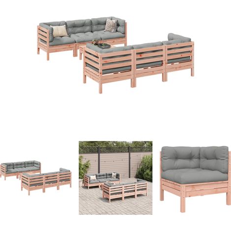 The Living Store 7-tlg. Garten-Sofagarnitur mit Kissen Massivholz Douglasie - Gartenmöbel-Sets (1/5)