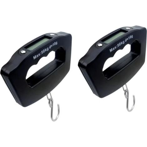 Lot de 2 pèse-bagages numériques portables avec crochet de suspension 50 kg (1/5)