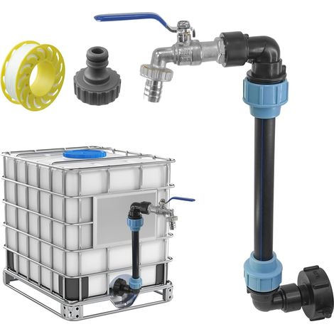 1 Kit Robinet IBC Col de Cygne de Cuve,Robinet D'arrêt S60 x 6,Adaptateur IBC 3/4" pour Cuve Récupération d'eau de Pluie 1000 litres avec Raccord Rapide (1/5)
