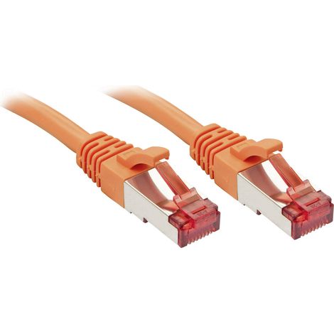 LINDY 47813 RJ45 Patchkabel CAT 6 S/FTP 10.00 m Orange mit Rastnasenschutz 1 St.