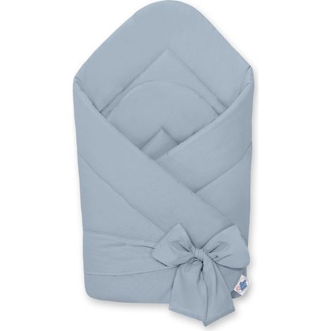 Fular de bebé de algodón suave de doble cara con lazos - azul sucio