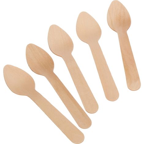 100 unité - Cuillères À Café 11 Cm Naturel Bois (1/4)