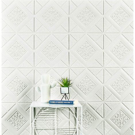 de papier peint 3D 35 x 045 panneau mural plafond auto-adhésif anti-collision pour chambre à coucher maison salon 16 pièces 0,45 cm (1/5)