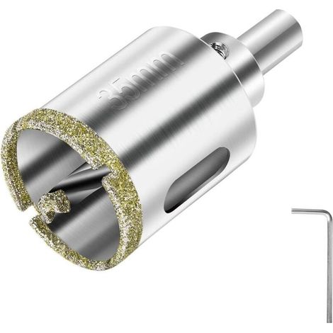 Scie Cloche 35 mm, Foret Diamant avec Foret Guidage Central, avec Revtement de Surface en Diamant pour Coupe de Verre, Carrelage, Cramique, Marbre, Calcaire (1/5)