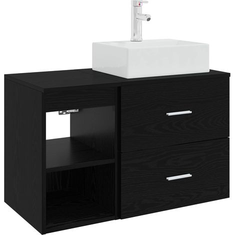 Badezimmermöbel-Set 2 pcs Schwarze Eiche Holzwerkstoff vidaXL