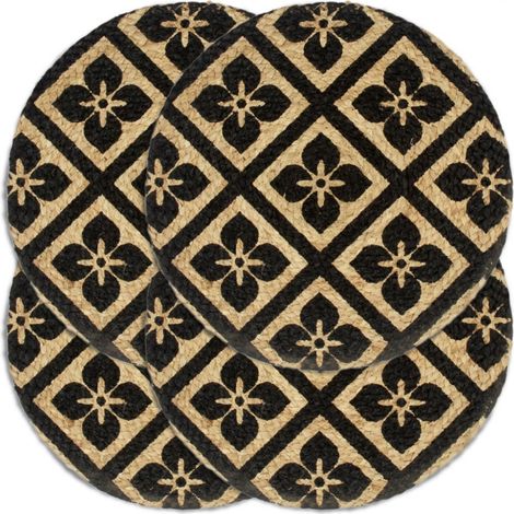 Tischsets 4 Stk. Schwarz 38 cm Rund Jute vidaXL