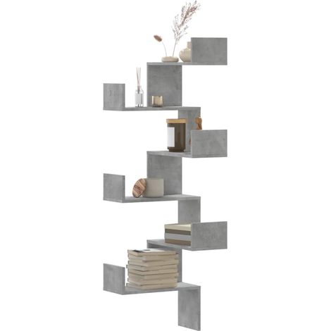 Wand-Eckregal Betongrau 45x45x147 cm Holzwerkstoff