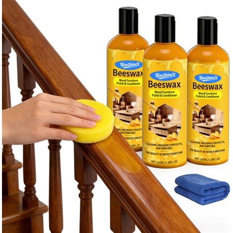 KineShineX Holzpolitur-Bienenwachs für Möbelpolitur, Farbschutz, Pflege und Rissvorbeugung – Holzfußbodenwachs (1/4)