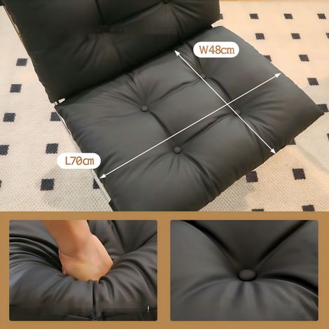 Fauteuil d'appoint confortable en cuir synthétique, housse démontable, siège tendance pour salon avec piètement métallique, style Barcelona moelleux, idéal salle d'attente, terrasse, chambre, noir (1/5)