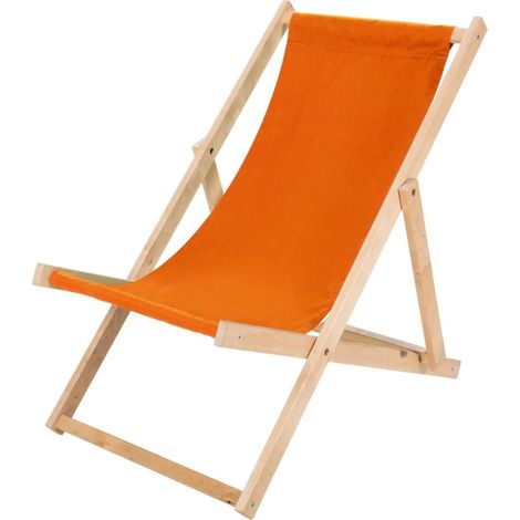 Chaise Longue Pliante en Bois Orange - Hêtre Robuste 120 kg - Confort Ergonomique et Design Compact pour Jardin, Terrasse, Balcon et Plage (1/5)