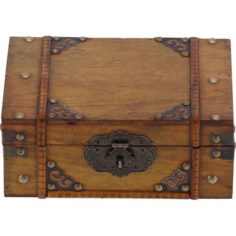 Coffret en Bois Composite avec Fermoir à Code Antique pour Rangement Bijoux et Décoration Maquilleuse et Intérieur 23.5x16x9.7cm 757g (1/5)