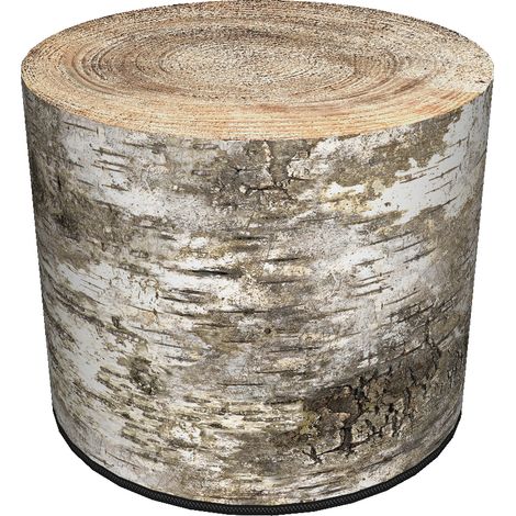 Runder Deko-Pouf von Bertoni, Birkenmuster – für Wohnzimmer und Kinderzimmer, 40 cm Durchmesser, elegant, mit Reißverschluss und abnehmbarem Bezug (1/5)