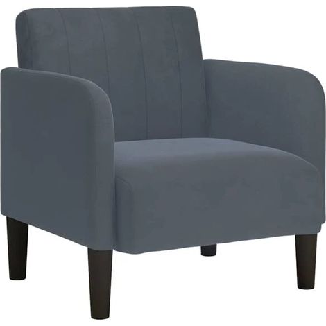 Fauteuil en velours avec accoudoirs gris foncé – Hauteur 54 cm – Confort ergonomique, design moderne pour salon ou bureau (1/5)