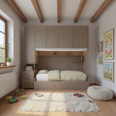 Cameretta a ponte con letto estraibile e spazio intelligente - Grigio fumo