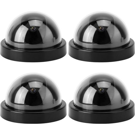 4pcs simulateur de caméra de Simulation de dôme factice factice avec Clignotant LED pour Les Maisons et Entreprises alimenté par 2 Piles AA(Noir) (1/5)