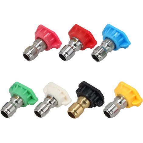 7Pcs Pressure Washer Spray Nozzle Tips 1/4" Quick Connect 4000PSI Stainless (1/4)