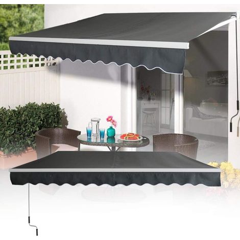 3x2,5m Gelenkarmmarkise Markise Markisen Sonnenschutz Balkon Alu Markisenabdeckung Polyester Wasserdicht Klemmmarkise Anti-UV Sichtschutz Dunkelgrau NAIZY (1/5)