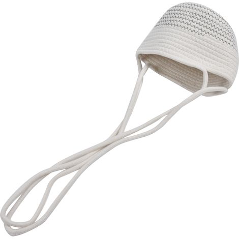 Hängekorb aus Baumwoll-Jute-Seil, robuster Hängepflanzkorb, Pflanzenhalter, Aufbewahrungsorganizer, Heimdekoration, Weiß (1/5)