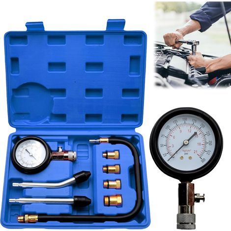 Kit Testeur de Compression - Appareil de Mesure de Compression - Bougie d'Allumage - Bleu (1/5)