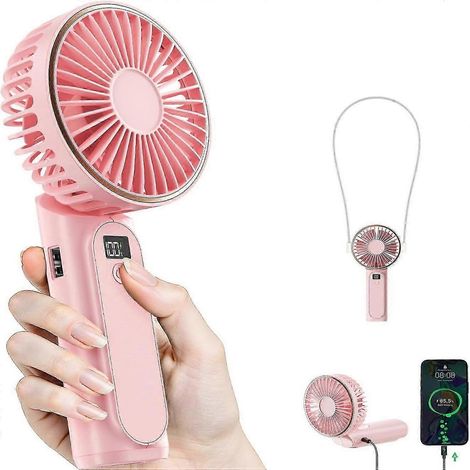 Ventilateur portable, batterie 4000 mAh, orientable à 180°, 6 vitesses de ventilation, affichage du niveau de batterie en temps réel. (1/5)