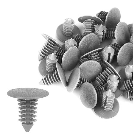 Lot de 30 Rivets Clips en Plastique Gris pour Fixation de Garde-Boue, Pare-Chocs et Panneau de Porte de Voiture (Diamètre 9mm, Longueur 22mm) (1/5)