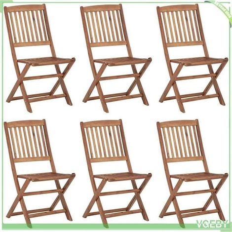 Chaises pliantes de jardin - FAFEICY - 3065490 - Acacia massif - Lot de 6 avec coussins - Pliantes (1/5)