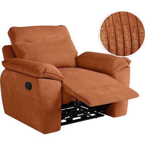 Loungitude – Fauteuil relax manuel en velours côtelé – Confort ajustable – Fabrication européenne – Longueur 101 cm, Hauteur 102 cm (1/5)