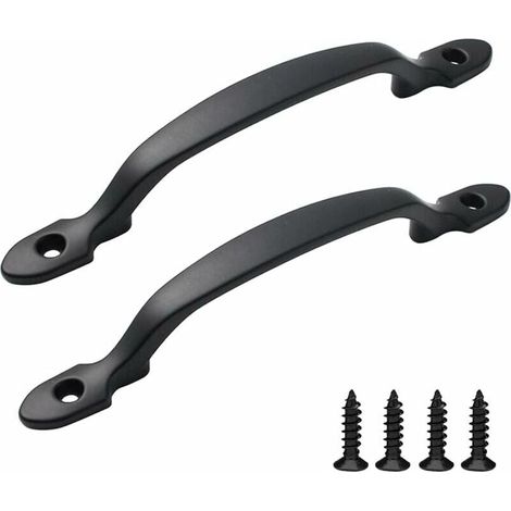 poignées porte coulissantes avec vis pour portes grange armoires abris jardin lot de 2 Noir (1/4)