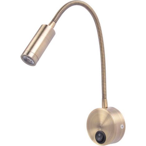 1 Lampe de lecture LED 3W,blanc chaud,design bronze,interrupteur intégré,port USB,chambre (1/3)