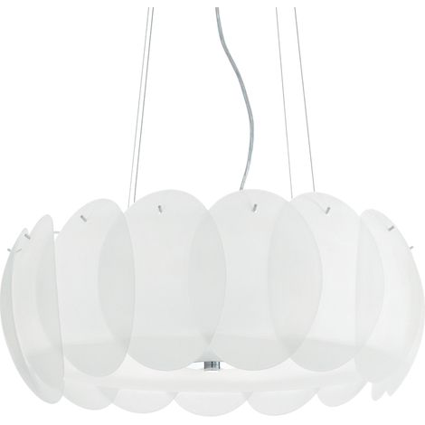Sospensione Moderna Ovalino Vetro Bianco 8 Luci E27 (1/3)