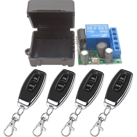 Commutateur de Télécommande sans Fil 433Mhz 5V 12V 24V 1 Canal Radio Commande Relais Récepteur avec 4 émetteurs Porte-clés Contacts sans potentiel contrôleur de Relais (1/5)