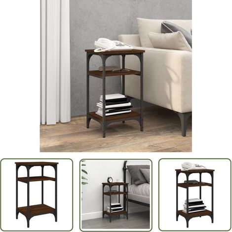 The Living Store Table d'appoint Chêne marron 35x30x60 cm Bois d'ingénierie - Table D'appoint - Table Basse - Meuble Industriel - Table Design - Table Salle De Séjour (1/5)