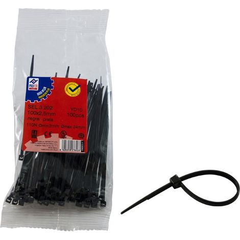 COLLIER DE CÂBLE EN NYLON NOIR B/100
