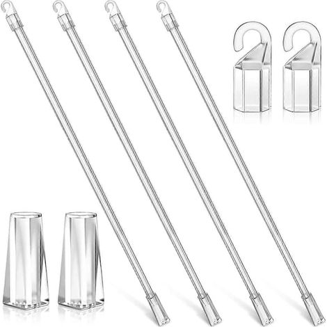 Ecleanfy - Lot de 8 tringles à stores blancs transparents, tringle inclinable pour stores verticaux, rideaux, blanc 60 x 1 cm (1/3)