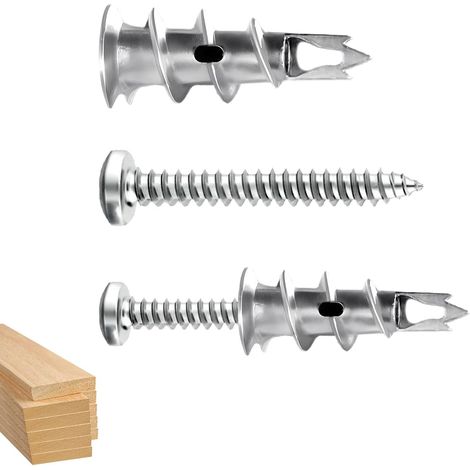 40 chevilles à expansion, chevilles à expansion robustes, chevilles autoperceuses en métal avec vis, chevilles murales pour fixation dans les briques de béton, les plaques de plâtre et les cadres. (1/5)
