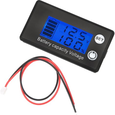 Compteur de batterie LCD 2 fils pour tension 7-68V, indicateur de pourcentage pour batteries lithium et plomb-acide, fond bleu numérique (1/5)