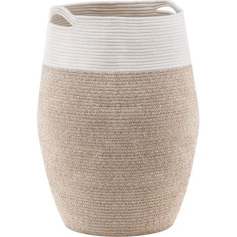 Grande cesto per biancheria in corda di cotone intrecciato, per lavanderia o camera da letto, altezza 65 cm, marrone (1/5)