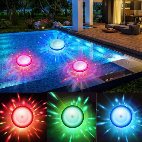 Lampe d'ambiance RGB pour piscine, 6 modes d'éclairage, Immergeable & Étanche, Installation facile pour piscines enterrées/hors-sol, Lumières à couleurs changeantes pour spa et fêtes, Lot de 6 (1/5)