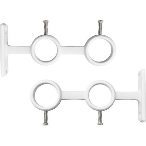 Juego de 2 soportes ajustables para barras de cortina, soportes dobles resistentes para barras de cortina redondas, color blanco - Crezuo (1/4)