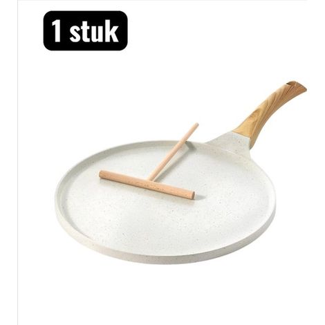 pièce - Poêles à crêpes - Poêle à crêpes 30 cm - ne colle pas ou ne se déchire - Retournement sans effort - Idéal pour Crêpes, Omelette et Wok - Convient à Tous les Appareils de Cuisson - Blanc cassé (1/5)