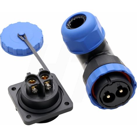 Connecteur femelle mâle à 2 broches 45 A, prise de montage sur panneau et prise de câble coudée à 90 °, connexion à vis, sans soudure, déconnexion rapide de 28 mm pour l'alimentation (1/5)