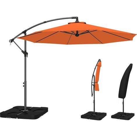 Outsunny 3(m) Banana Parasol Cantilever Umbrella Garden w/ Base Weights
